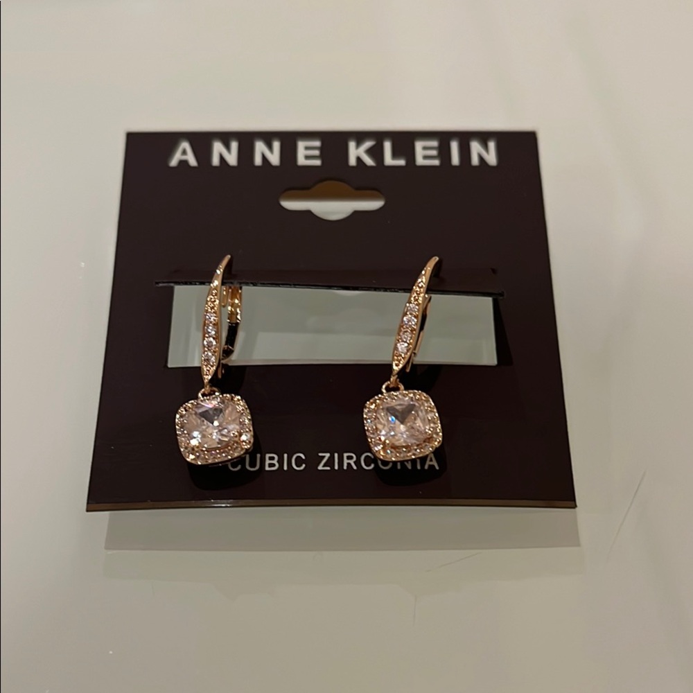 Anne Klein Gold and Silver Cubic Zirconia Earrings